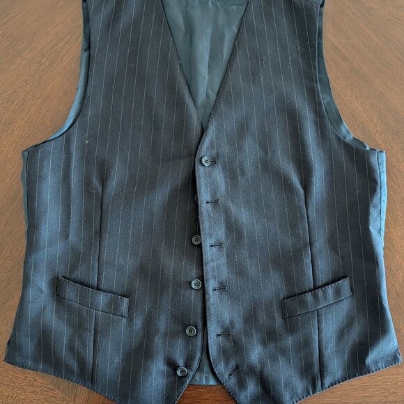 Chester Barrie Savile Row Navy Pinstripe 3-Piece Wool Full Canvas Suit US40-42 - Picture 8 of 13